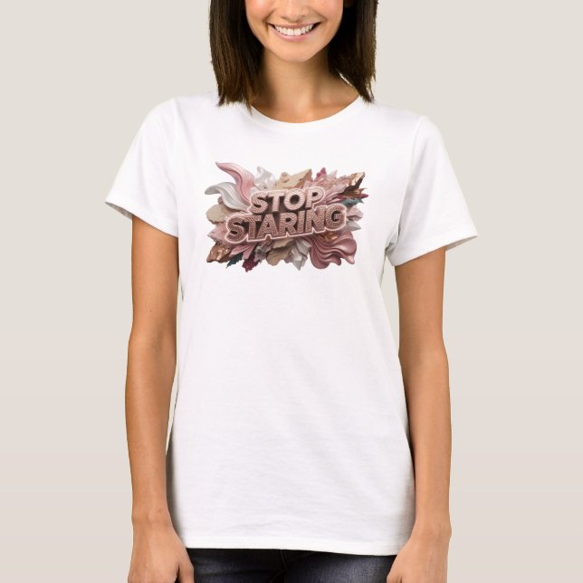 Cool Red STOP STARING Shirt Design (Front)