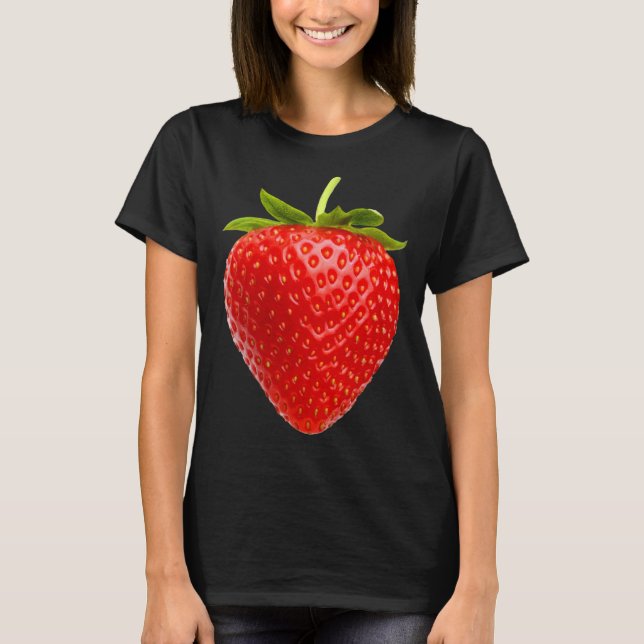 Cool Red Strawberry Illustration Novelty Graphic D T-Shirt (Front)
