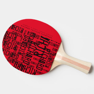 cool RED table-tennis-paddle with Name Ping Pong Paddle