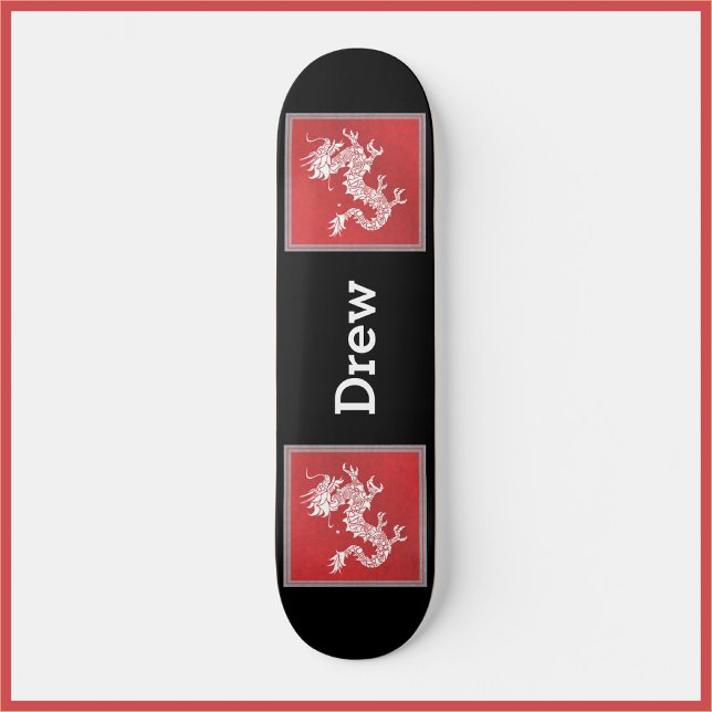 Cool Red White and Black Dragon Skateboard (Creator Uploaded)
