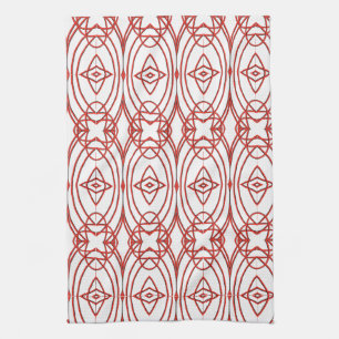 Cool Red White and Black Patterned Tea Towel