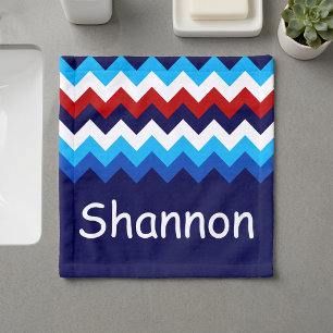 Cool Red White Blue Chevrons Monogram Washcloth Wash Cloth