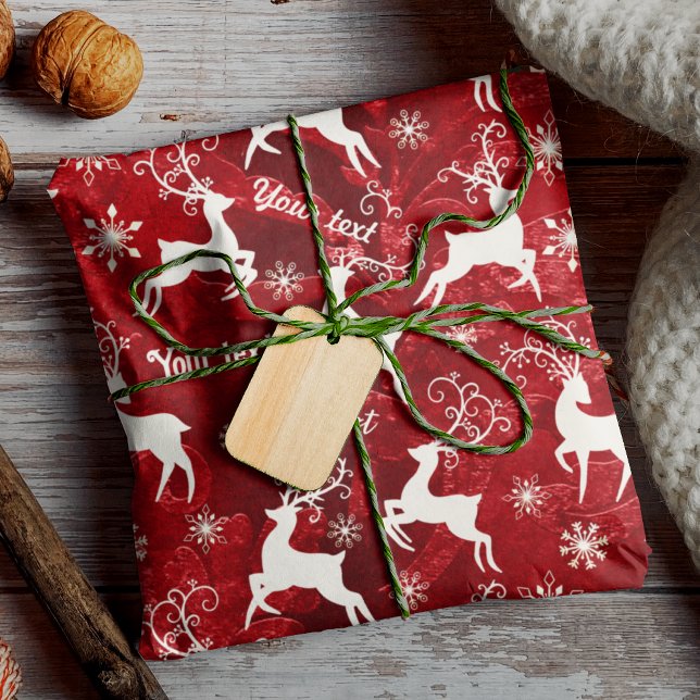 Cool red white reindeer Christmas  Wrapping Paper (Creator Uploaded)