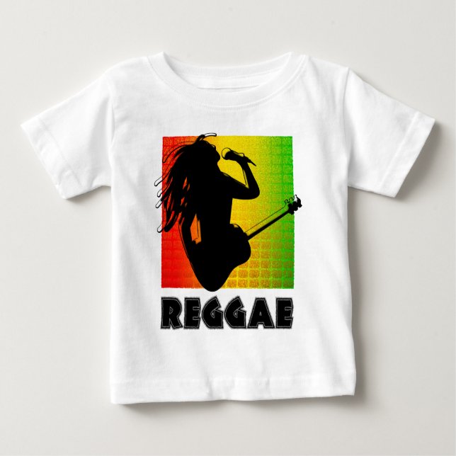 Cool Reggae Rasta Music Guitar Playing Rastaman Baby T-Shirt (Front)