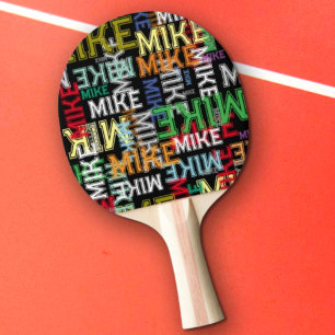 Cool Repeating Your Name Typography Pattern Ping Pong Paddle