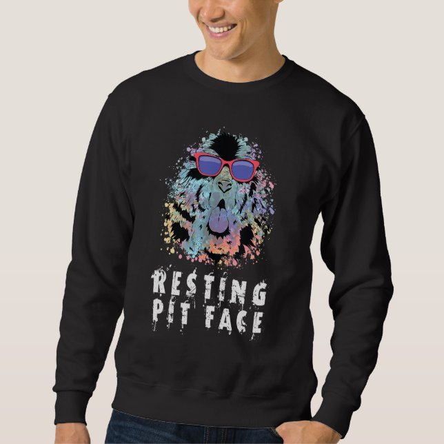 Cool Resting Pit Face Dog Face Funny Dog Lovers Ha Sweatshirt (Front)