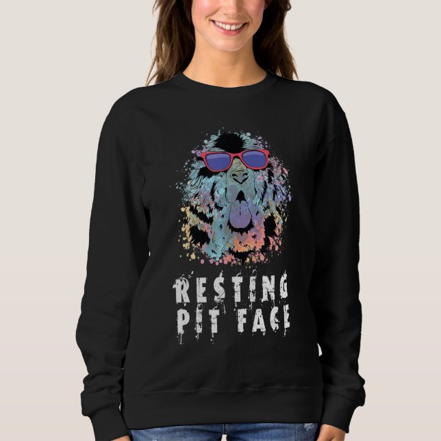 Cool Resting Pit Face Dog Face Funny Dog Lovers Ha Sweatshirt (Front)