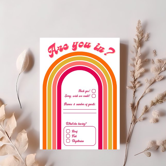Cool Retro 70's Brightly Coloured Wedding RSVP Card (Creator Uploaded)