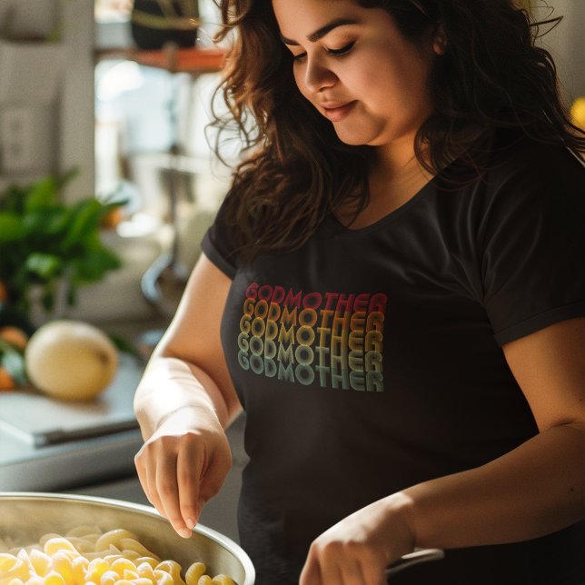 Cool Retro 70's Stacked Godmother Typography T-Shirt (Creator Uploaded)