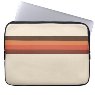 Cool Retro 70s Stripes Brown Orange Tangerine Laptop Sleeve