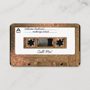 Cool Retro 80's Gold Glitter Cassette Tape Mixtape Business Card