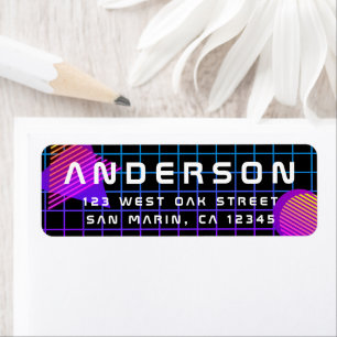 Cool Retro 80's Synthwave New Wave Return Address Label