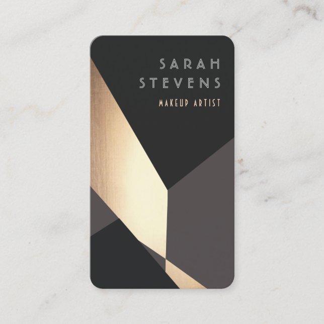 Cool Retro Abstract Black and Gold  Art Deco Business Card (Front)