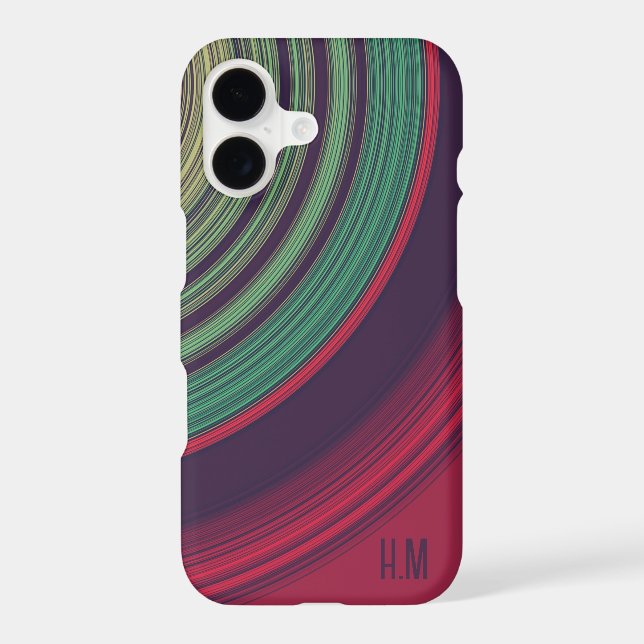 Cool Retro Abstract Record Grooves Monogram (Back)