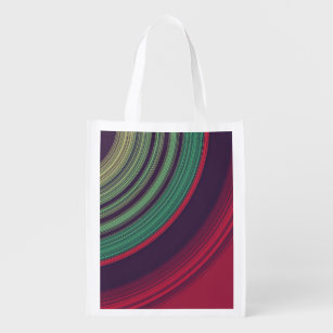 Cool Retro Abstract Record Grooves Pattern Reusable Grocery Bag