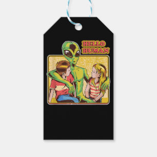 Cool Retro Alien ET Hello Humans Outer Space Galax Gift Tags