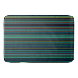 Cool retro aqua purple blue brown stripe bath mat
