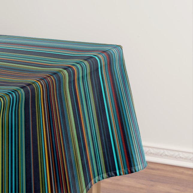 Cool retro aqua purple blue stripe table cloth (In Situ)