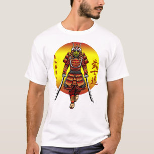 Cool Retro Armoured Samurai with 2 Katanas T-Shirt