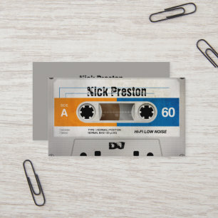 Cool Retro Audio Cassette   DJ Professional Business Card