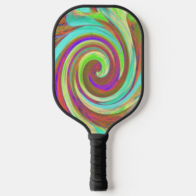 Cool Retro Autumn Colours Liquid Art Swirl Paintin Pickleball Paddle (Front)