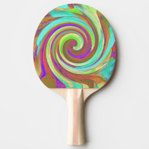 Cool Retro Autumn Colours Liquid Art Swirl Paintin Ping Pong Paddle