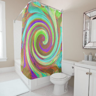 Cool Retro Autumn Colours Liquid Art Swirl Paintin Shower Curtain