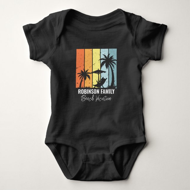 Cool Retro Beach Vacation Customised Baby Bodysuit (Front)