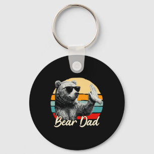Cool Retro Bear Funny Vintage Animal Lover Key Ring