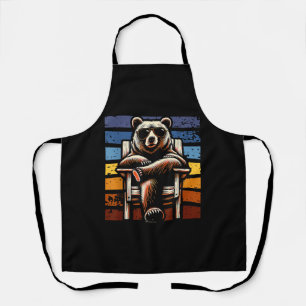Cool Retro Bear in Sunglasses 70s 80s 90s Novelty Apron