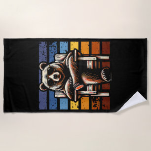 Cool Retro Bear in Sunglasses 70s 80s 90s Novelty  Beach Towel
