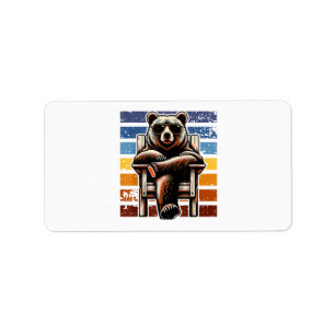 Cool Retro Bear in Sunglasses 70s 80s 90s Novelty Label
