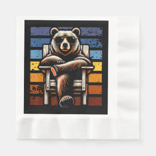 Cool Retro Bear in Sunglasses 70s 80s 90s Novelty  Napkin