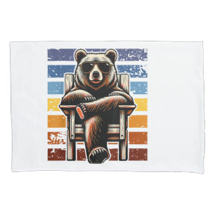 Cool Retro Bear in Sunglasses 70s 80s 90s Novelty  Pillowcase