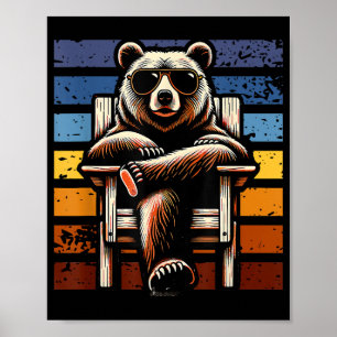 Cool Retro Bear in Sunglasses 70s 80s 90s Novelty  Poster