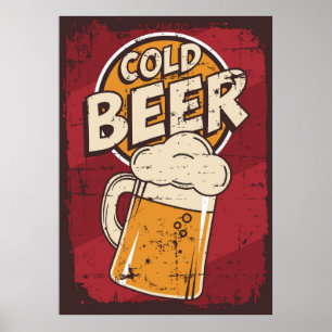 cool retro beer bar  poster