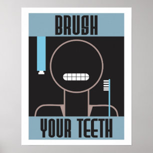 Cool Retro Brush Your Teeth poster