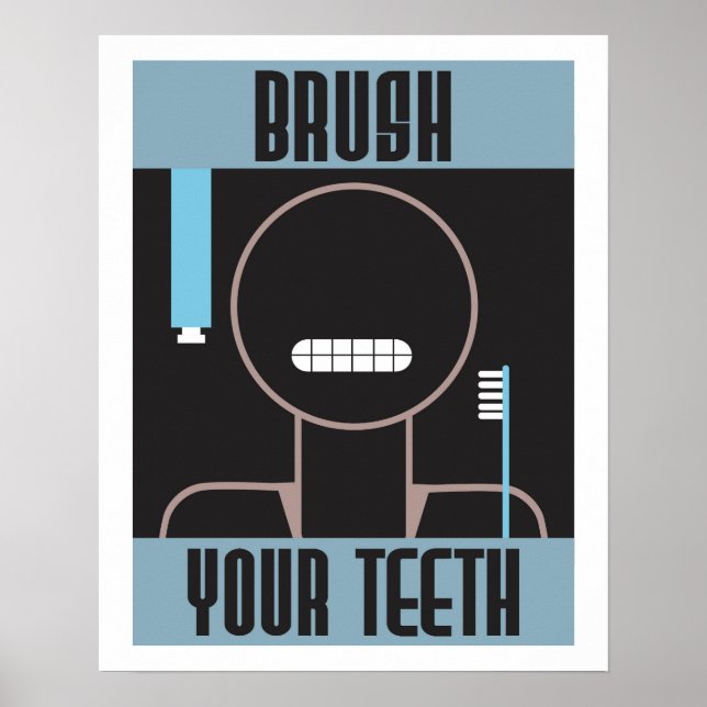 Cool Retro Brush Your Teeth poster (Front)
