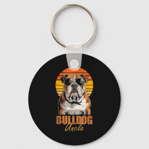 Cool Retro Bulldog Uncle Funny Vintage Dog Lovers  Key Ring