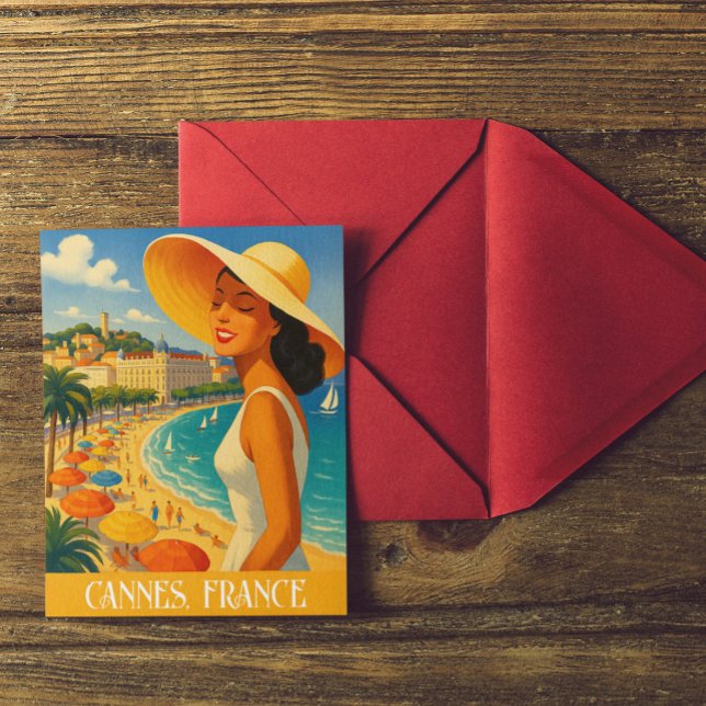 Cool Retro Cannes French Riviera  Postcard (retro cannes france travel postcard)