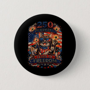 Cool Retro Cat 250 Years Patriotic American 6 Cm Round Badge