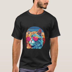 Cool Retro Cat in Sunglasses 70s 80s 90s Funny Cat T-Shirt