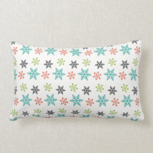 Cool Retro Christmas Holiday Pastel Snowflakes Lumbar Cushion