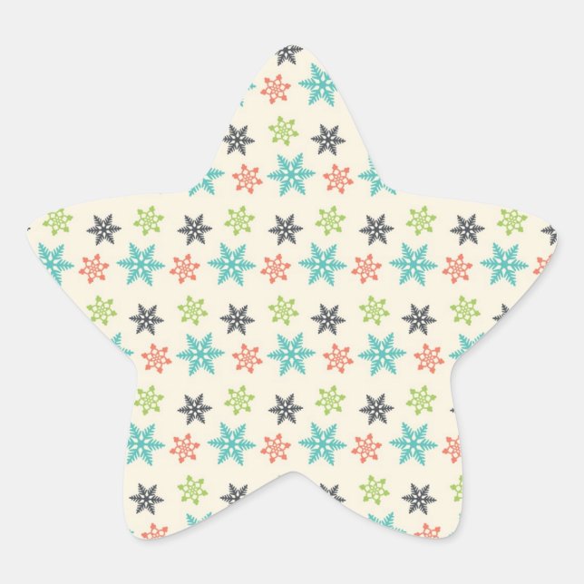 Cool Retro Christmas Holiday Pastel Snowflakes Star Sticker (Front)