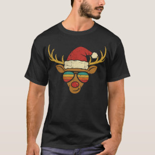 Cool Retro Christmas Reindeer with Sunglasses T-Shirt