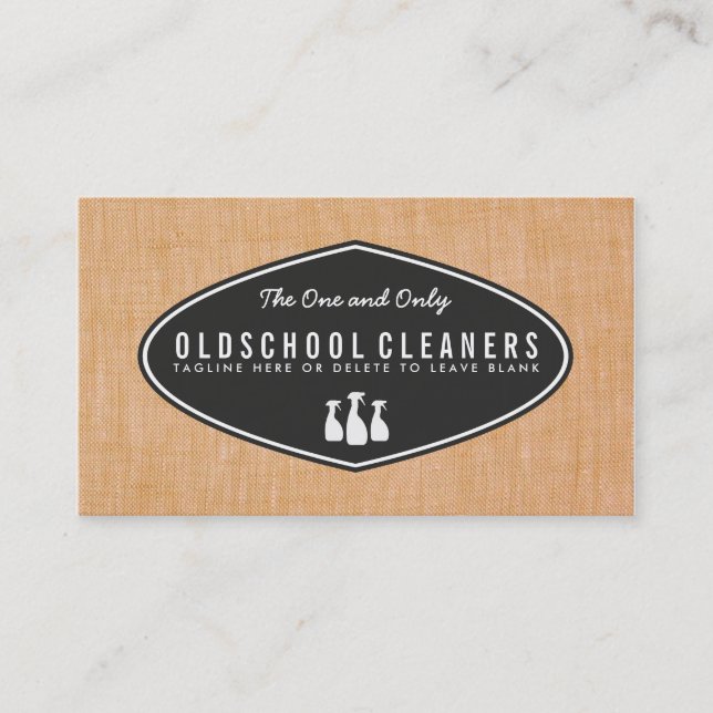 Cool Retro Cleaning Business Linen Look Business Card (Front)