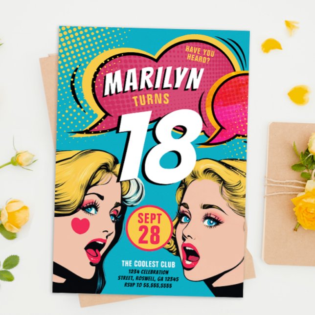Cool Retro Colourful Pop Art Birthday Invitation (Creator Uploaded)