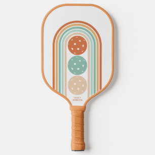 Cool Retro Colours Abstract Arch Stripes Custom Pickleball Paddle