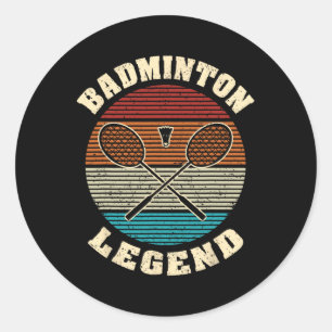 Cool Retro Crossing Rackets Badminton Legend Badmi Classic Round Sticker