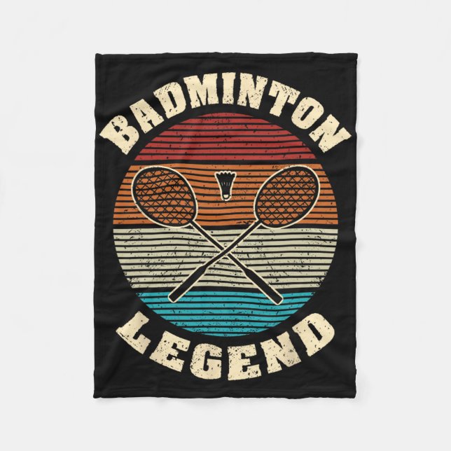 Cool Retro Crossing Rackets Badminton Legend Badmi Fleece Blanket (Front)